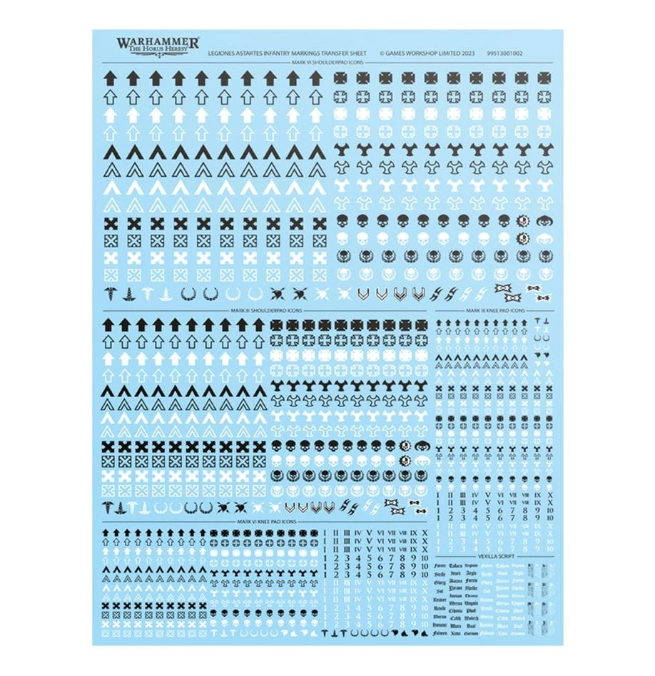 Games Workshop Legiones Astartes Infantry Markings Transfer Sheet