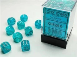ASMODEE CirrusÂ® 12mm D6 Aqua/Silver Dice Blockâ„¢ (36 Dice)